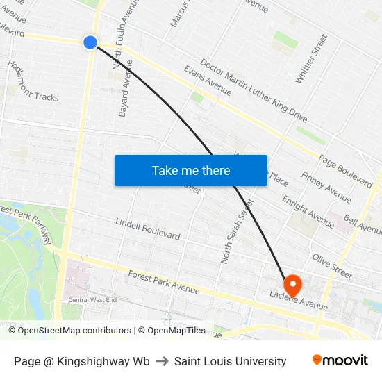 Page @ Kingshighway Wb to Saint Louis University map