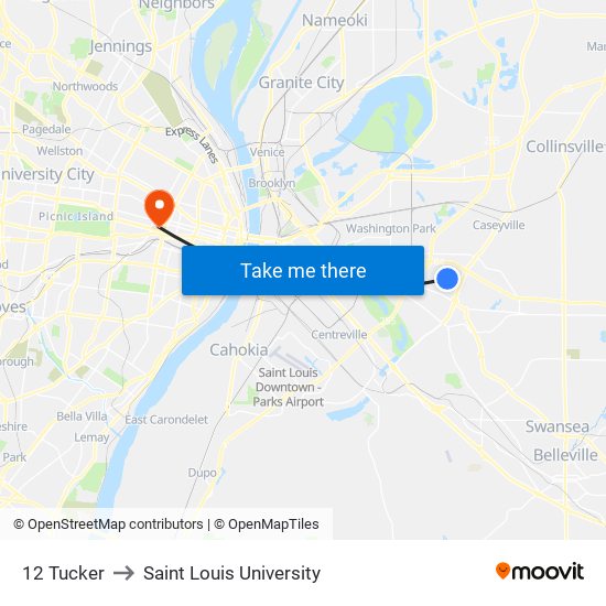 12 Tucker to Saint Louis University map