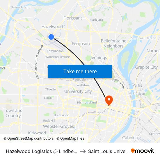 Hazelwood Logistics @ Lindbergh Wb to Saint Louis University map