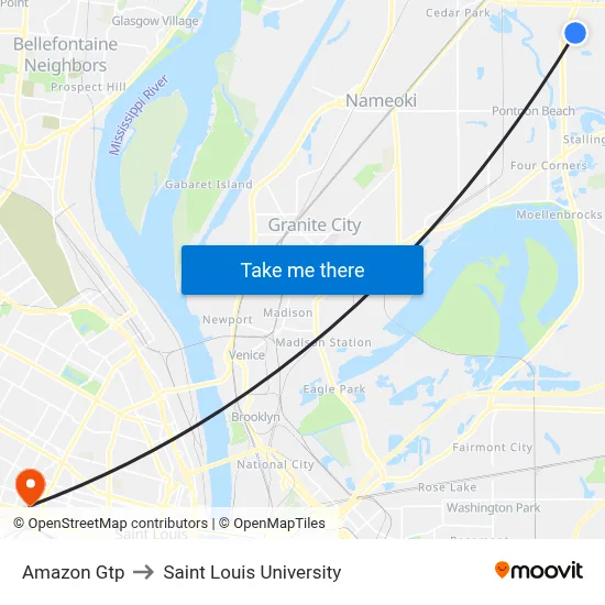 Amazon Gtp to Saint Louis University map