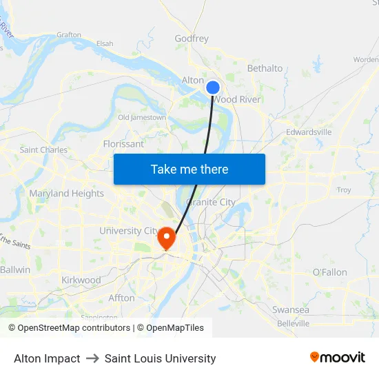 Alton Impact to Saint Louis University map