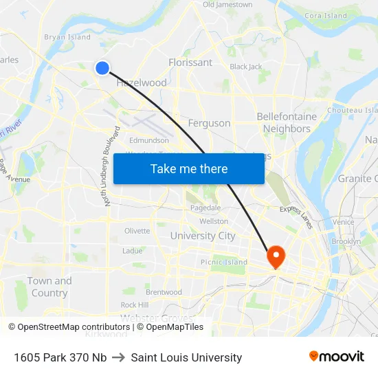 1605 Park 370 Nb to Saint Louis University map