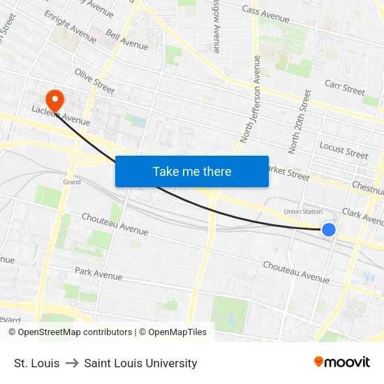 St. Louis to Saint Louis University map