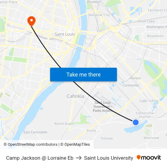 Camp Jackson @ Lorraine Eb to Saint Louis University map