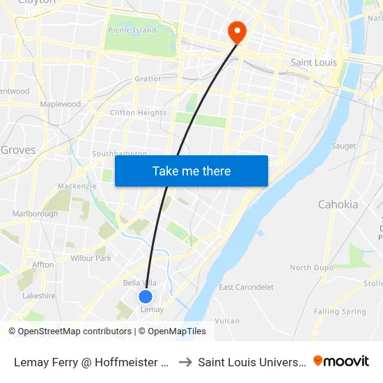 Lemay Ferry @ Hoffmeister Wb to Saint Louis University map