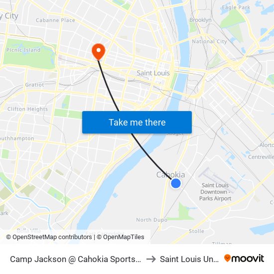 Camp Jackson @ Cahokia Sports Complex Wb to Saint Louis University map