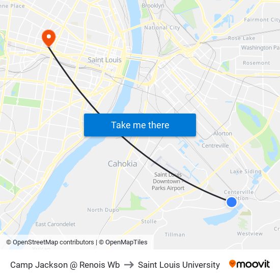 Camp Jackson @ Renois Wb to Saint Louis University map