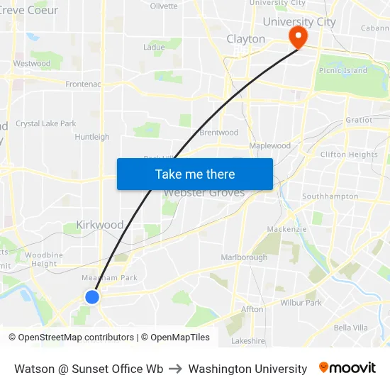 Watson @ Sunset Office Wb to Washington University map