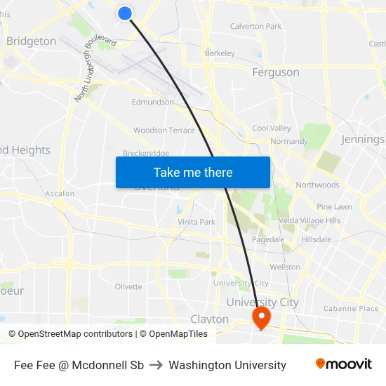 Fee Fee @ Mcdonnell Sb to Washington University map