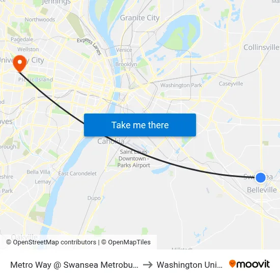 Metro Way @ Swansea Metrobus Loop Eb to Washington University map