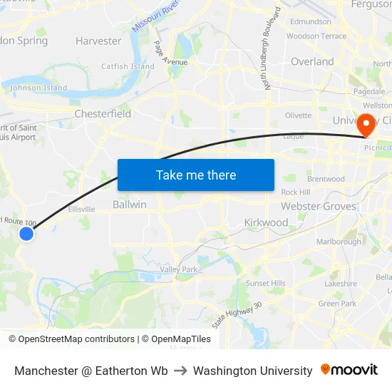 Manchester @ Eatherton Wb to Washington University map