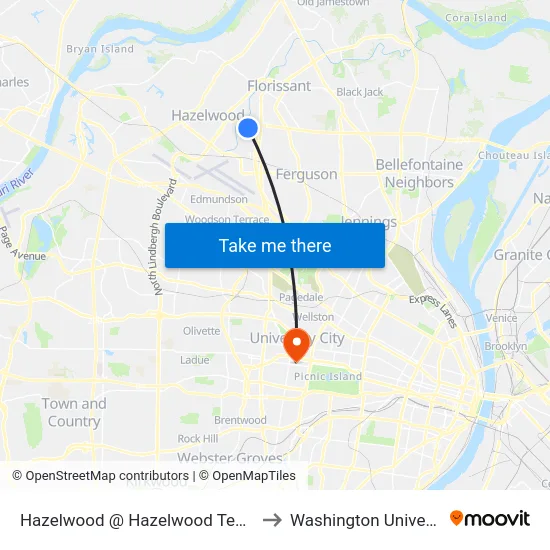Hazelwood @ Hazelwood Tech Nb to Washington University map