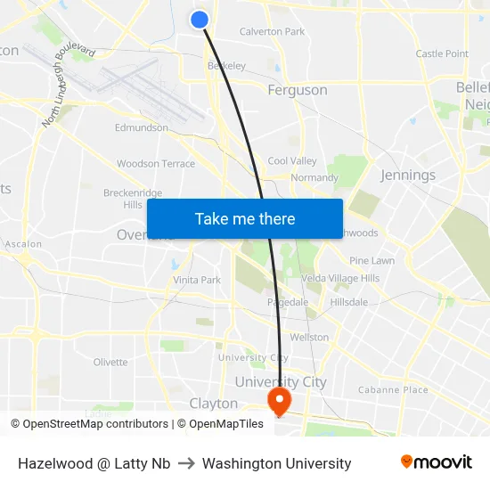 Hazelwood @ Latty Nb to Washington University map