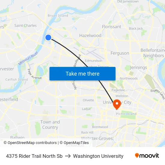 4375 Rider Trail North Sb to Washington University map