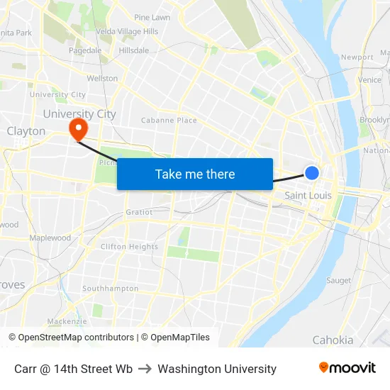 Carr @ 14th Street Wb to Washington University map