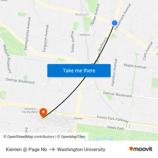 Kienlen @ Page Nb to Washington University map