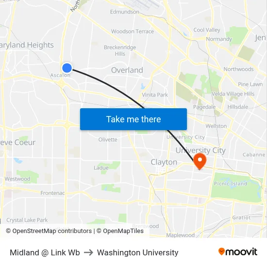 Midland @ Link Wb to Washington University map
