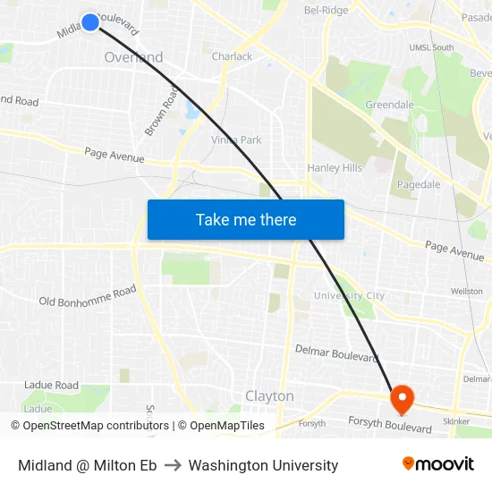 Midland @ Milton Eb to Washington University map