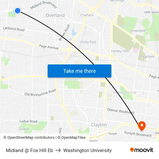 Midland @ Fox Hill Eb to Washington University map