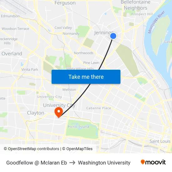 Goodfellow @ Mclaran Eb to Washington University map