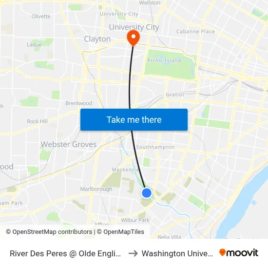 River Des Peres @ Olde English Nb to Washington University map
