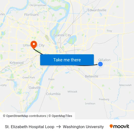 St. Elizabeth Hospital Loop to Washington University map