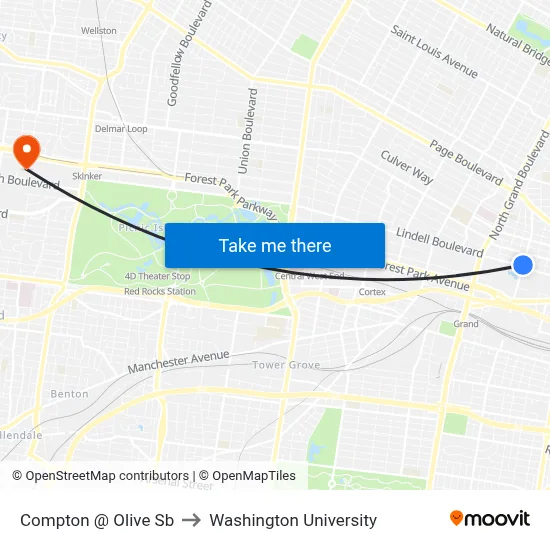Compton @ Olive Sb to Washington University map
