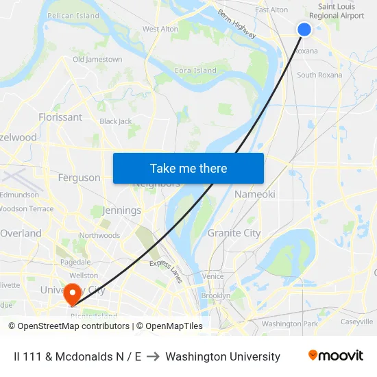 Il 111 & Mcdonalds N / E to Washington University map