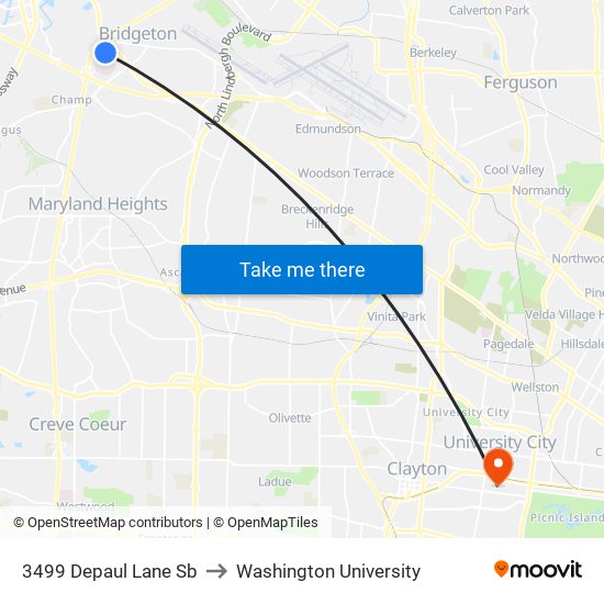 3499 Depaul Lane Sb to Washington University map