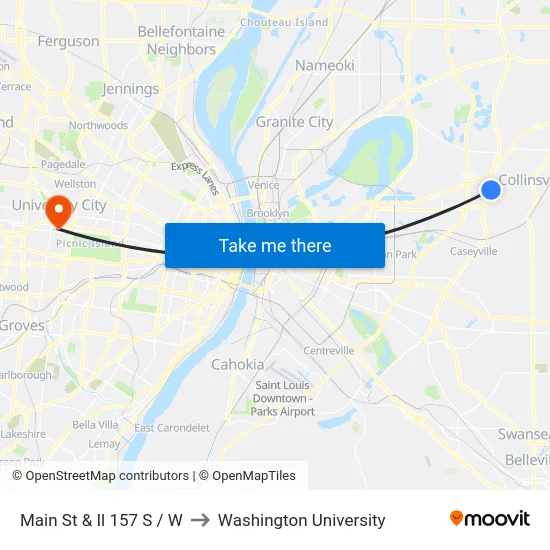 Main St & Il 157 S / W to Washington University map