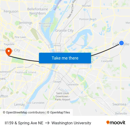 Il159 & Spring Ave NE to Washington University map