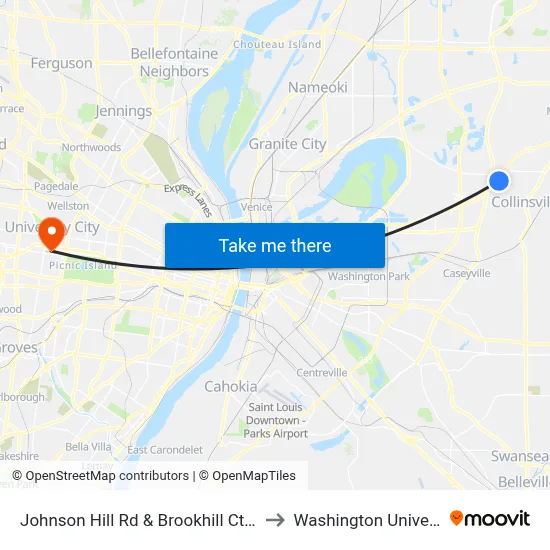 Johnson Hill Rd & Brookhill Ct S / W to Washington University map