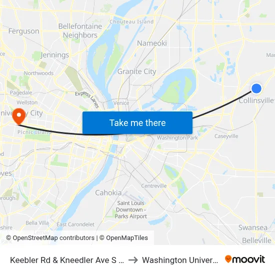 Keebler Rd & Kneedler Ave S / W to Washington University map