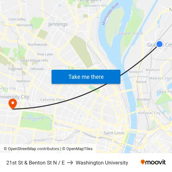 21st St & Benton St NE to Washington University map