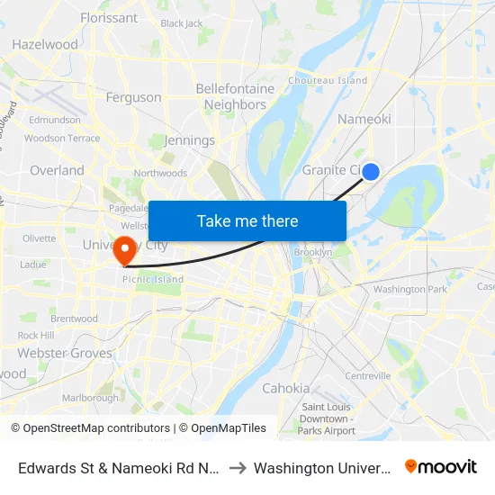 Edwards St & Nameoki Rd N / E to Washington University map