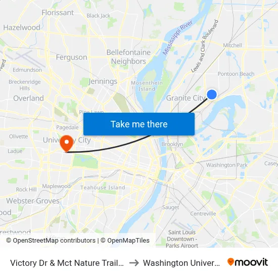 Victory Dr & Mct Nature Trail NE to Washington University map