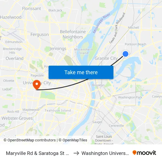 Maryville Rd & Saratoga St NE to Washington University map