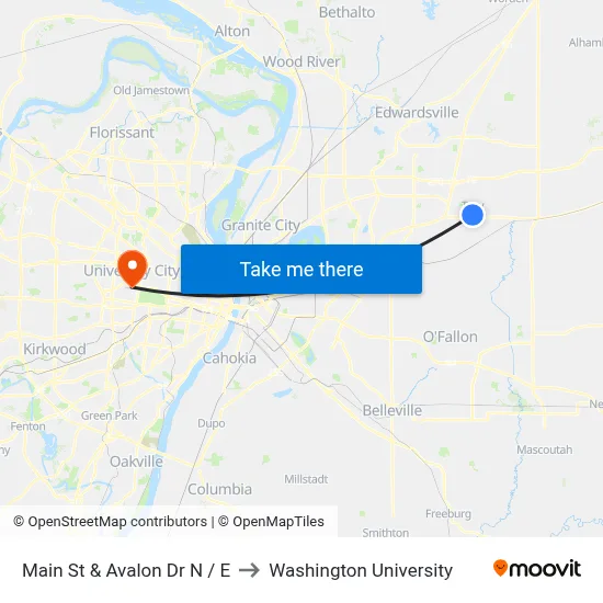 Main St & Avalon Dr N / E to Washington University map