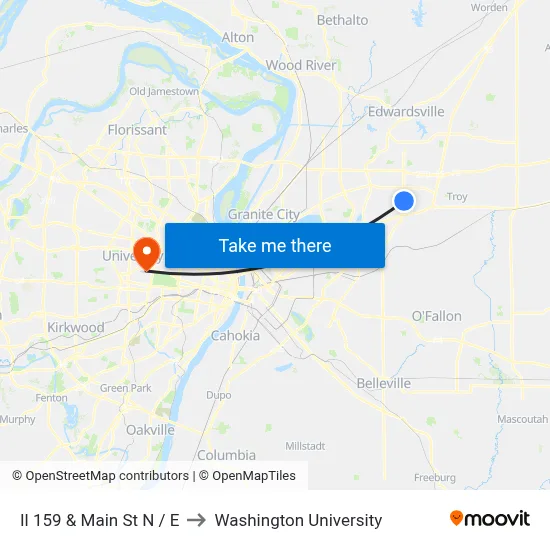 Il 159 & Main St N / E to Washington University map