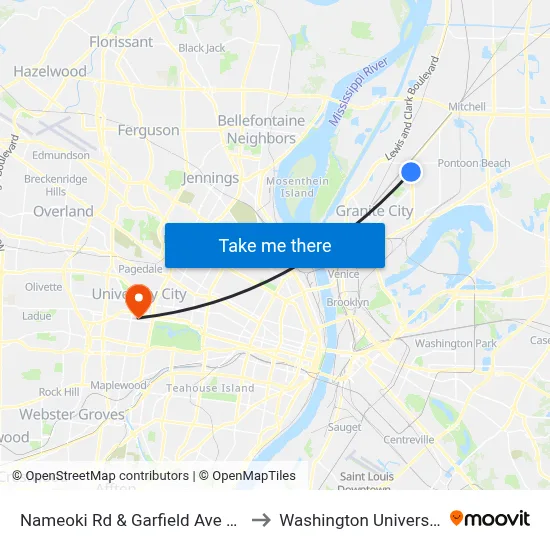 Nameoki Rd & Garfield Ave SW to Washington University map