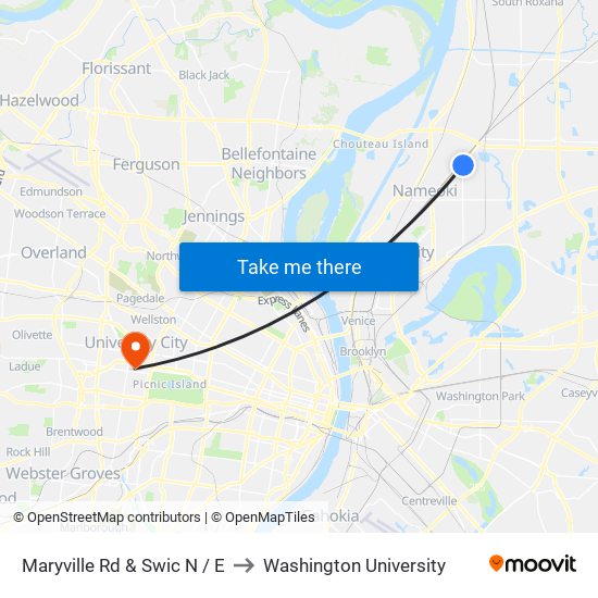 Maryville Rd & Swic N / E to Washington University map