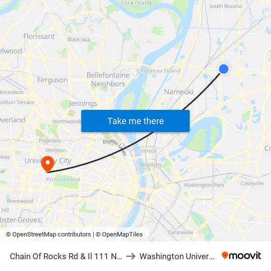 Chain Of Rocks Rd & Il 111 N / E to Washington University map