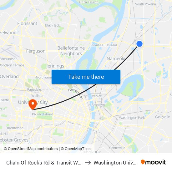 Chain Of Rocks Rd & Transit Way N / E to Washington University map