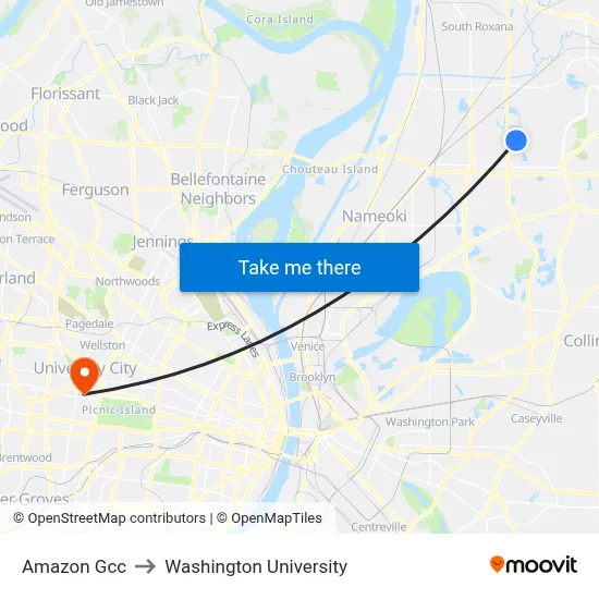 Amazon Gcc to Washington University map