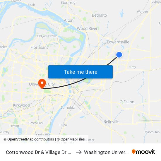 Cottonwood Dr & Village Dr S / W to Washington University map