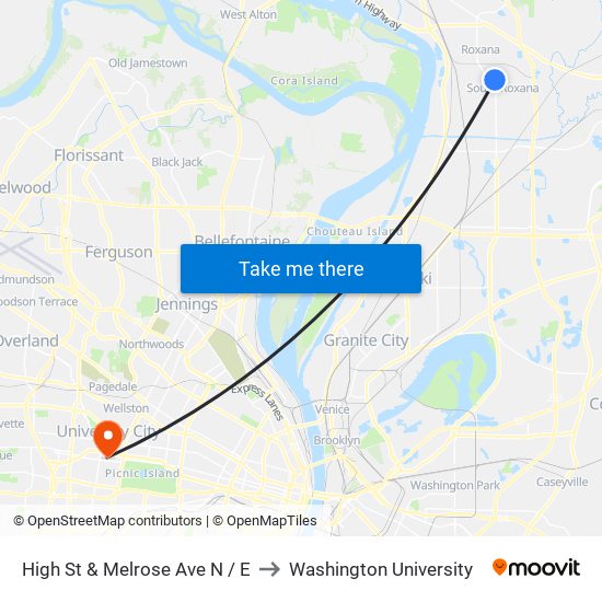 High St & Melrose Ave N / E to Washington University map