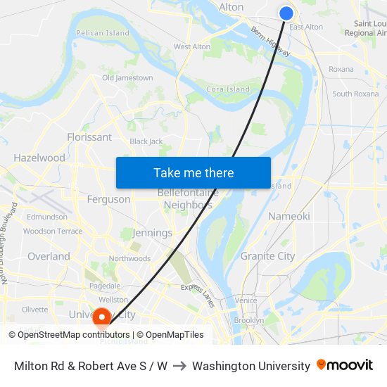 Milton Rd & Robert Ave S / W to Washington University map