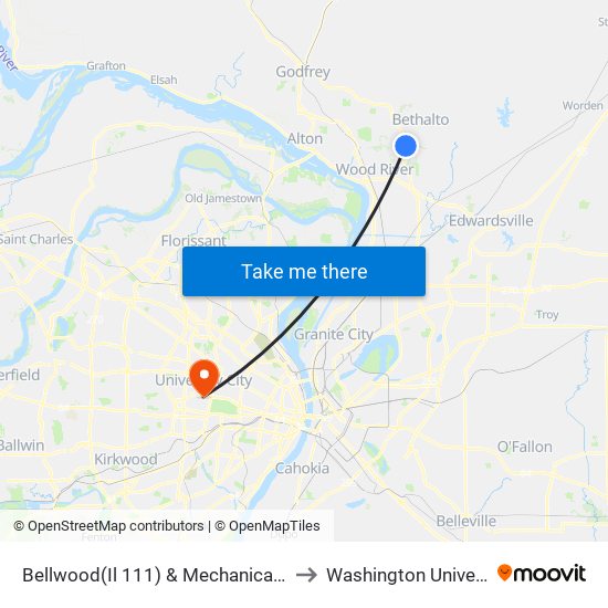 Bellwood(Il 111) & Mechanical S / W to Washington University map