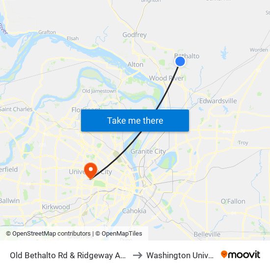 Old Bethalto Rd & Ridgeway Ave N / E to Washington University map