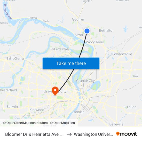 Bloomer Dr & Henrietta Ave N / E to Washington University map